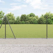 Recinzione in Filo Saldato con 7 Pali Flangiati Grigio 1,2x10 m Acciaio