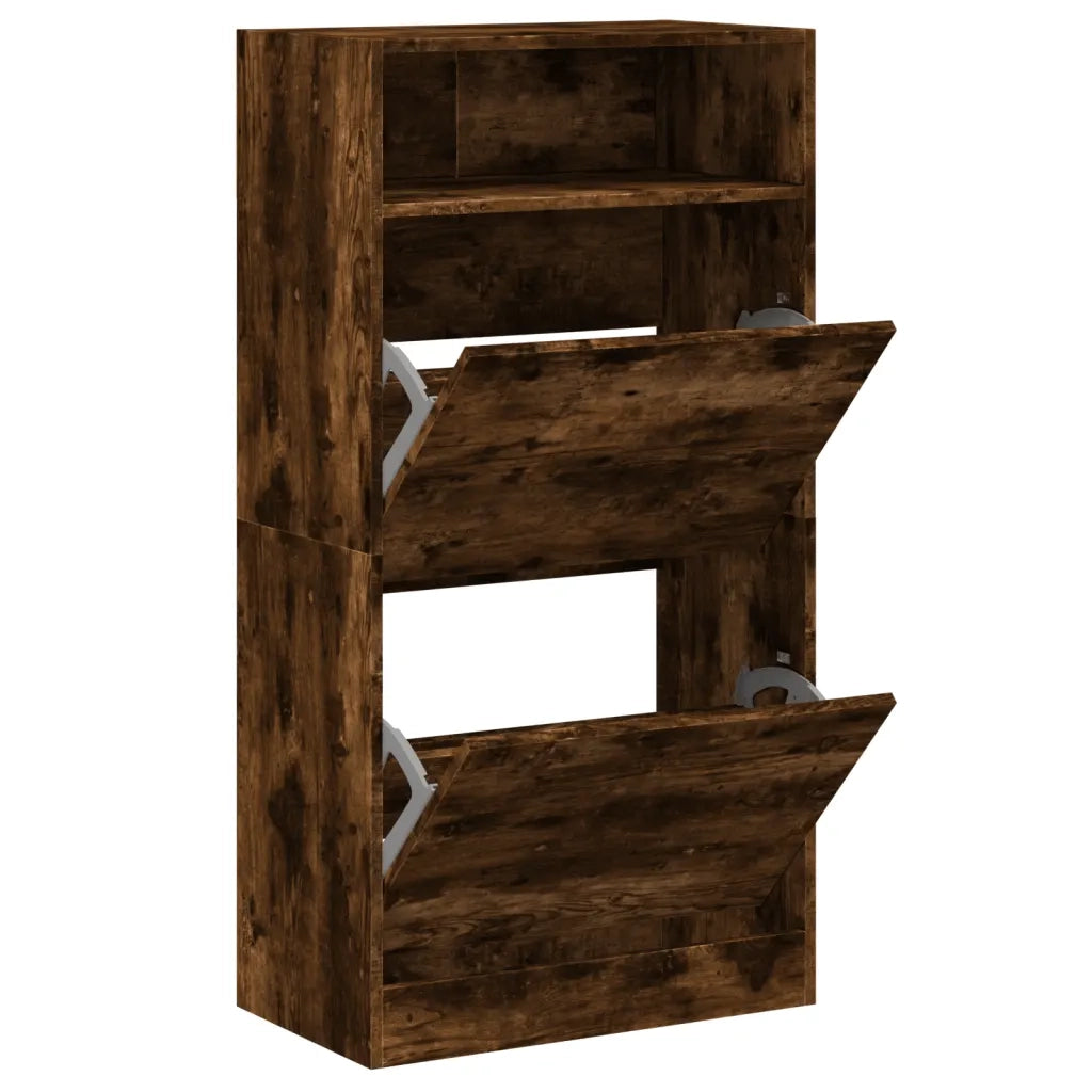Scarpiera | Mobile per scarpe Rovere Fumo 60x34x116 cm in Legno Multistrato