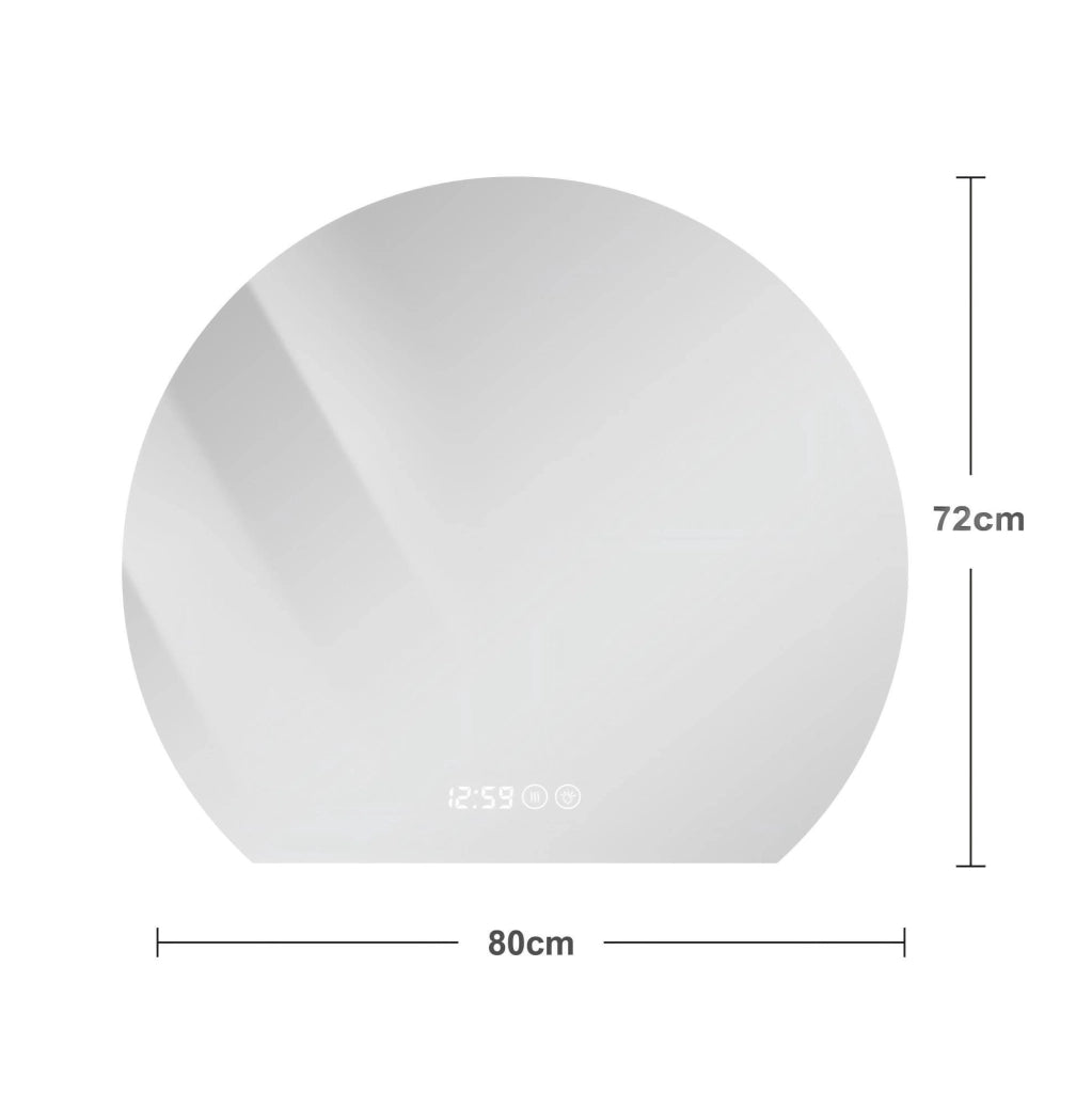 Specchio bagno LED 80 cm argento; vetro 5 mm antiappannamento