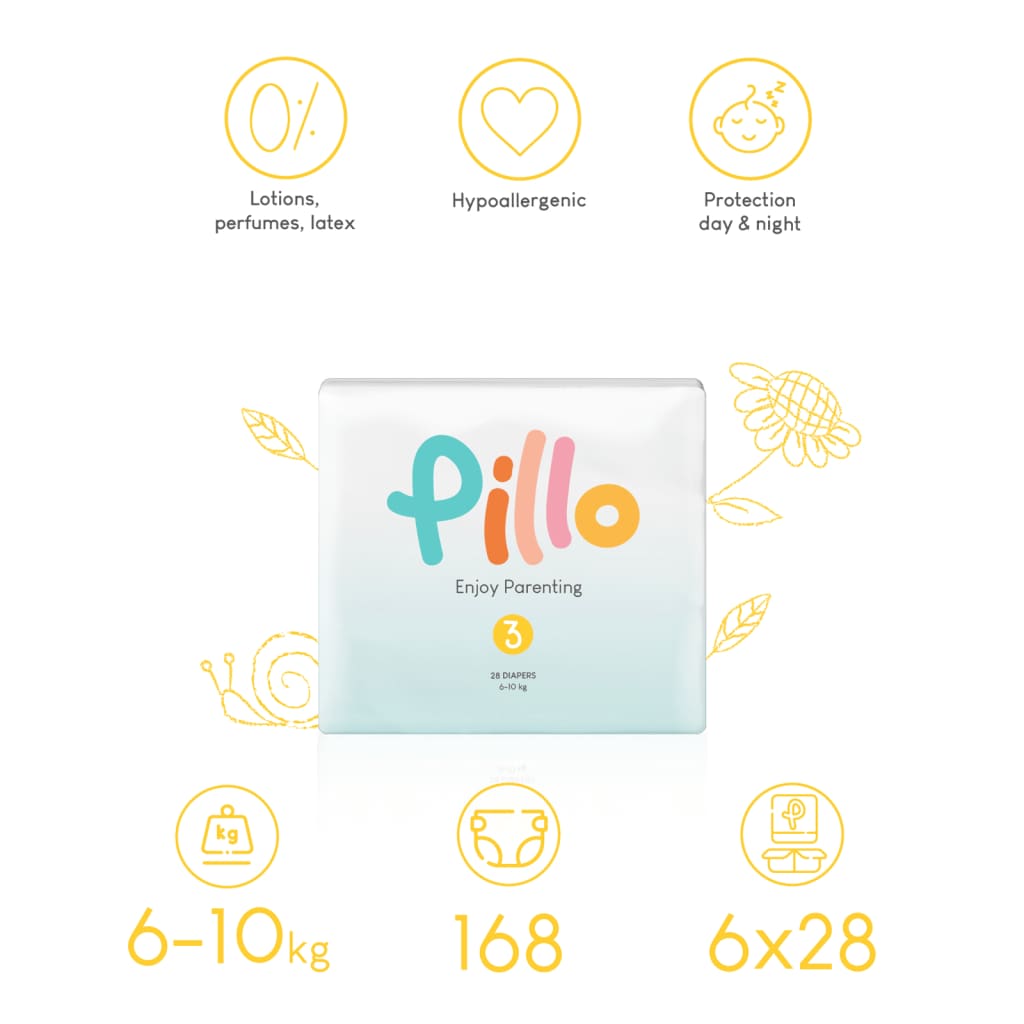 Pillo Pannolini per Neonati 168 pz Taglia 3 (6-10 kg) 10416