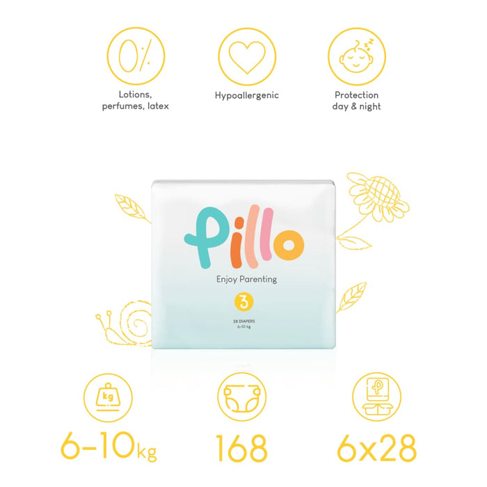 Pillo Pannolini per Neonati 168 pz Taglia 3 (6-10 kg) 10416