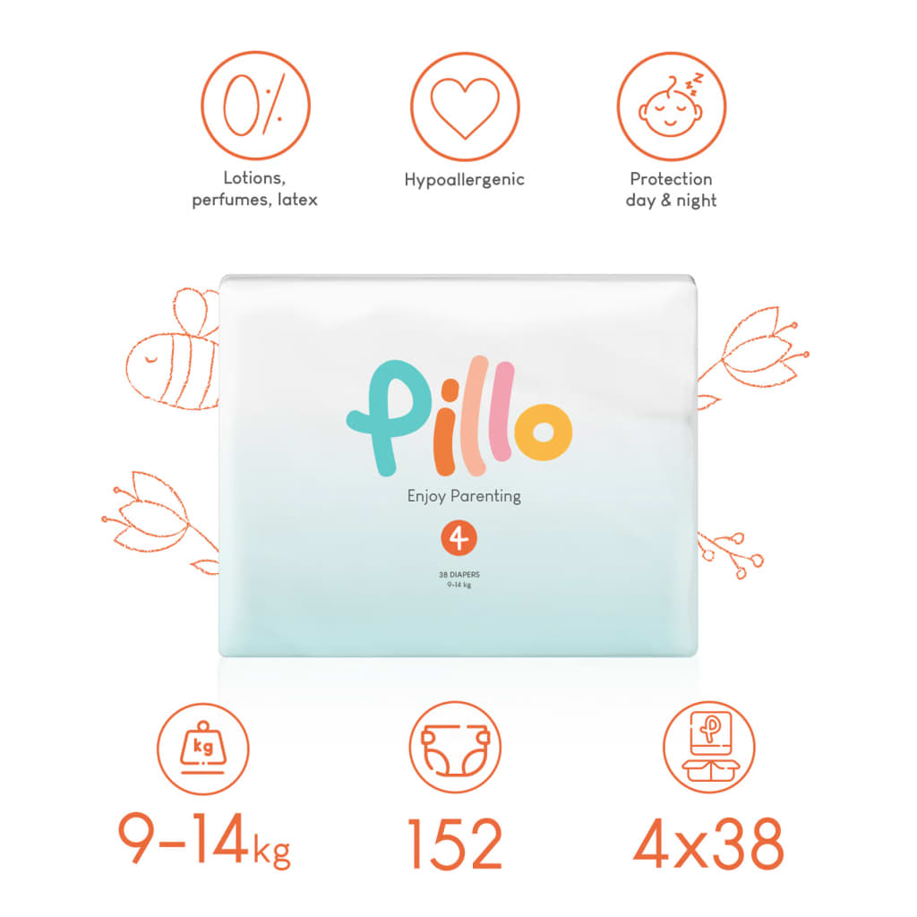 Pillo Pannolini per Neonati 152 pz Taglia 4 (9-14 kg) 10417