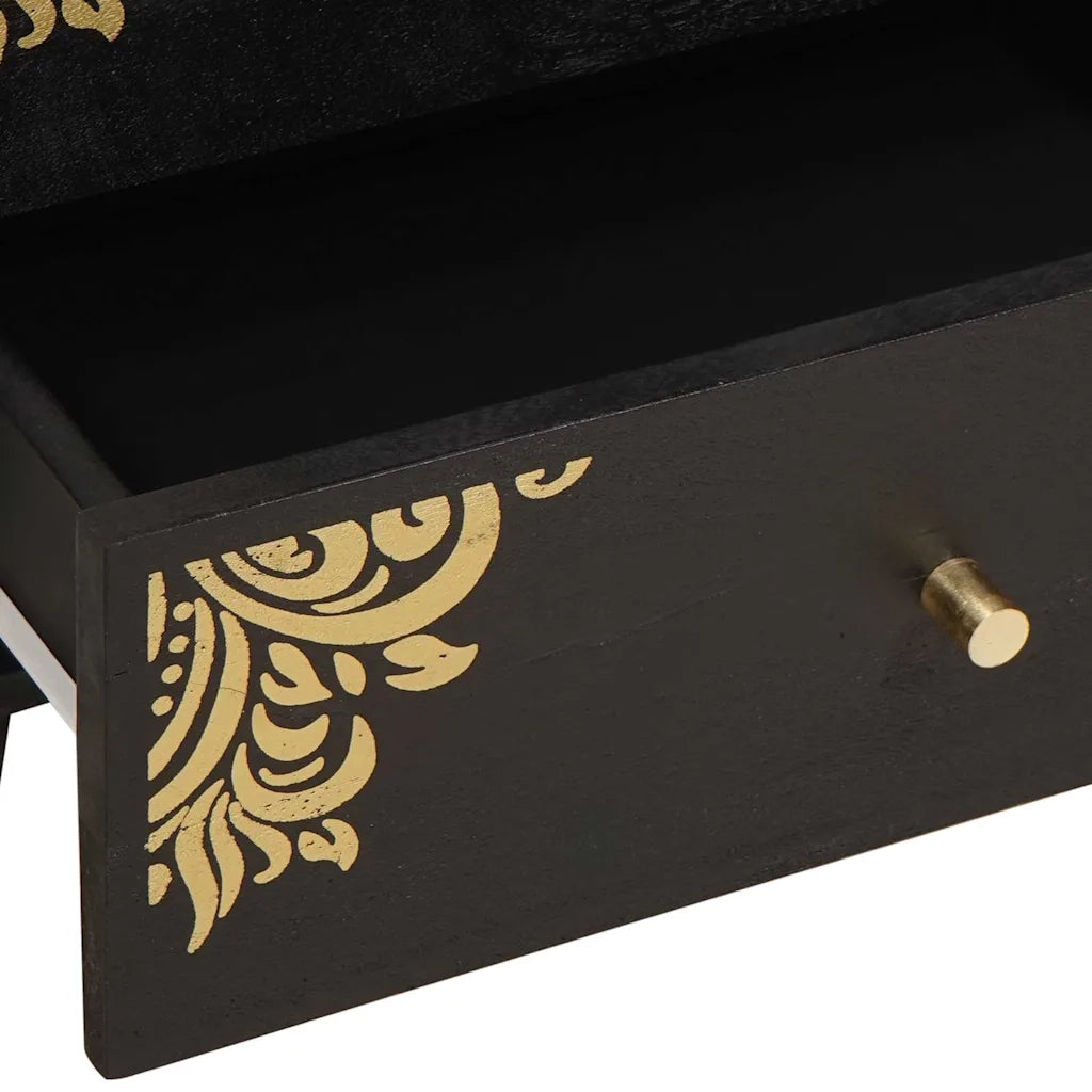 Comodino | Armadio da Notte | Mobiletto da notte Nero 50 x 33 x 62 cm Legno di mango massello