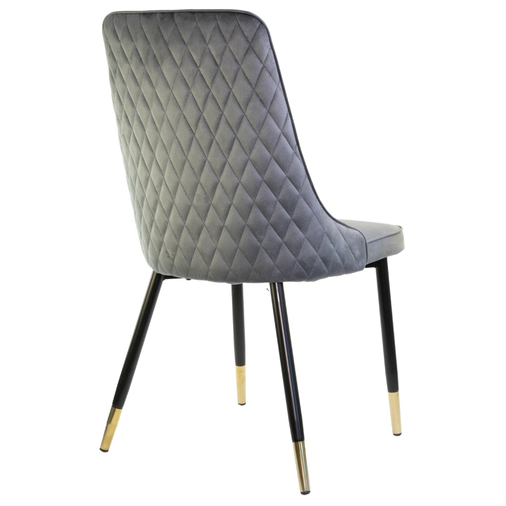 Sedia SAINT TROPEZ con Struttura in Metallo Nero e Oro Seduta Imbottita in Velluto, Poltroncina di D 4 X S.TROPEZ GRIGIO