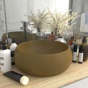 Lavandino Lusso Rotondo Crema Opaco 40x15 cm in Ceramica cod mxl 41072