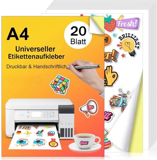 Papetere per etichette - A4 - Trasferibile - Da stampare in casa - Papetere per stampante - Alta qualità - Adatto a diverse applicazioni - Carta da stampa