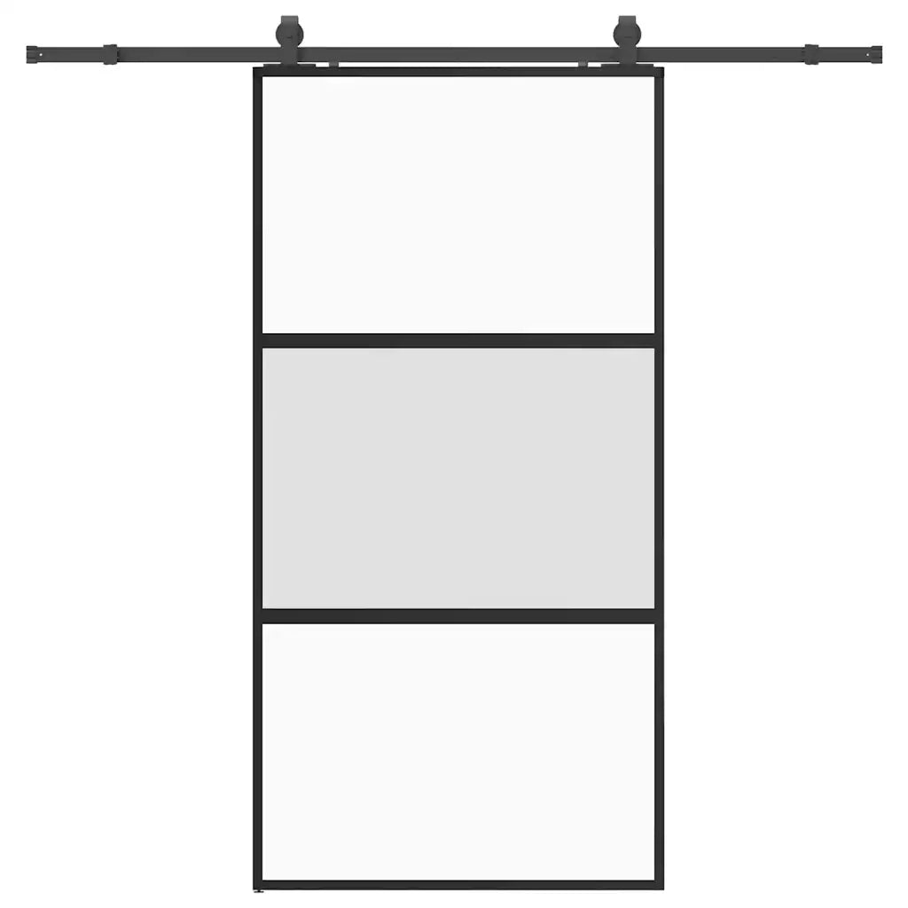 Porta Scorrevole Ferramenta Nera 102,5x205 cm Vetro Temperato