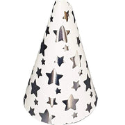 Trade Shop - Set 18 Pezzi Cappello Cono Stelle Argento Cappellino In Carta Monouso Festa -