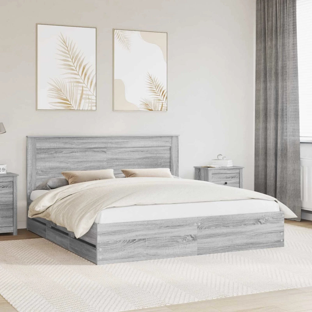 Struttura del letto con cassetto Grigio Sonoma 200 x 200 cm 3410156