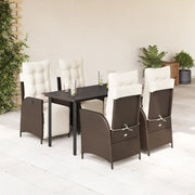 Set da Pranzo da Giardino 5pz con Cuscini in Polyrattan Marrone 3213415