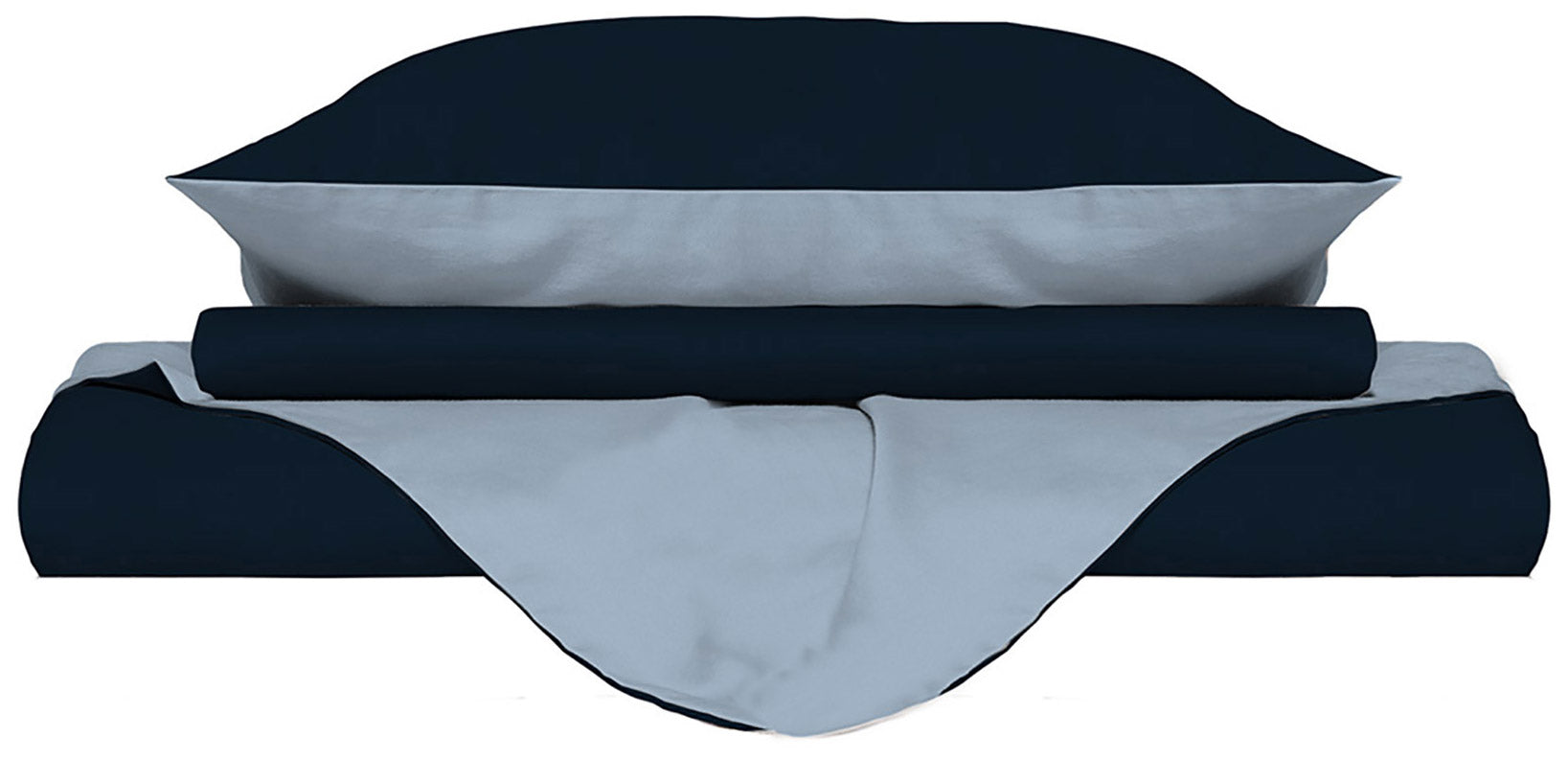 Copripiumino 1 Piazza e Mezzo con Sacco e Federe Doubleface Blu Scuro/Azzurro