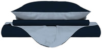 Copripiumino 1 Piazza e Mezzo con Sacco e Federe Doubleface Blu Scuro/Azzurro