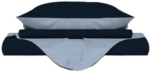 Copripiumino 1 Piazza e Mezzo con Sacco e Federe Doubleface Blu Scuro/Azzurro