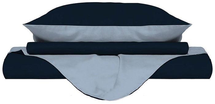 Copripiumino 1 Piazza e Mezzo con Sacco e Federe Doubleface Blu Scuro/Azzurro
