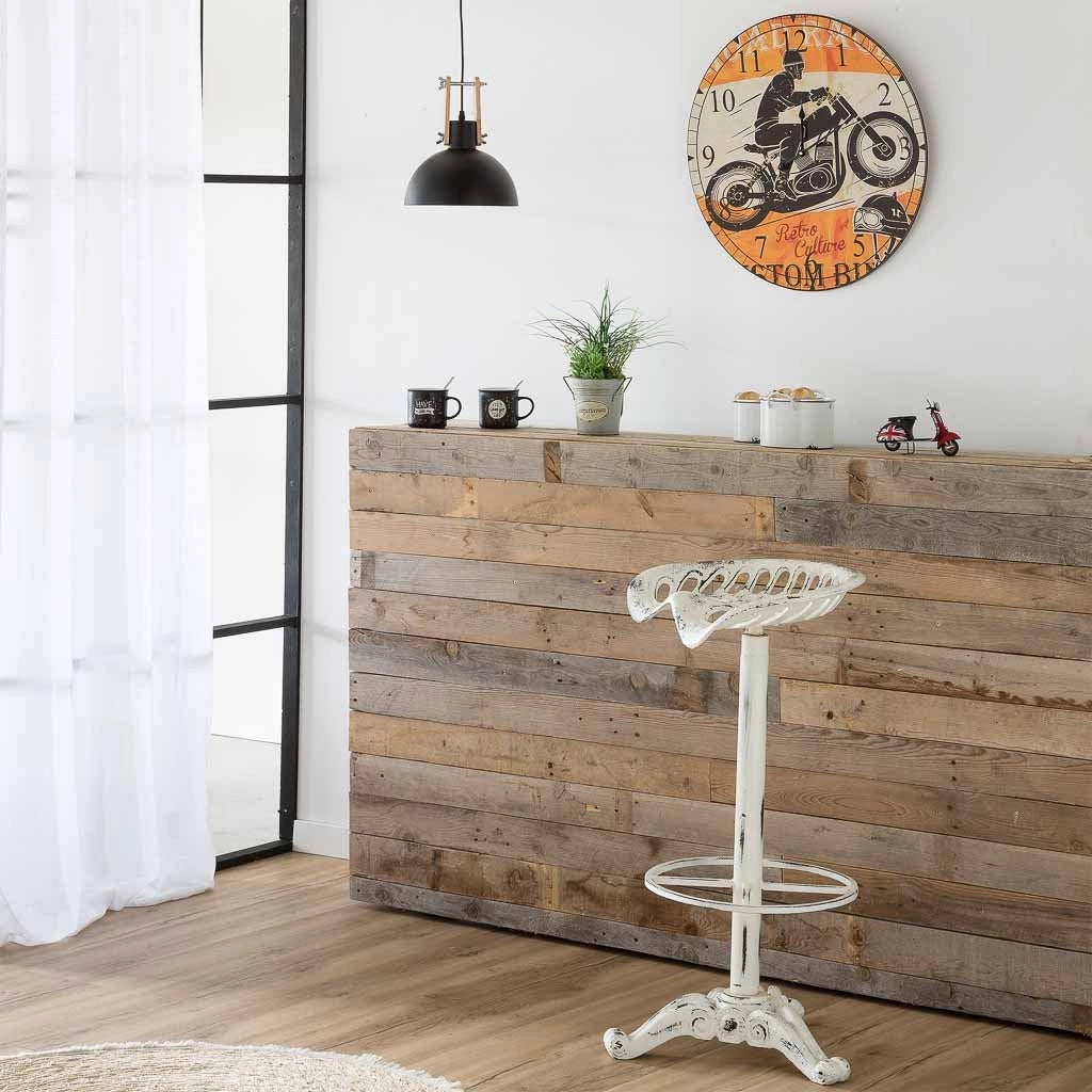 Sgabello in legno laccato bianco e metallo 44x34x80h