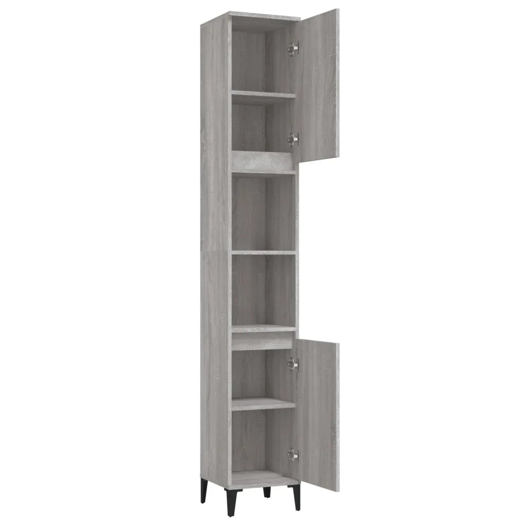 Armadietto Bagno Grigio Sonoma 30x30x190cm in Legno Multistrato 819802
