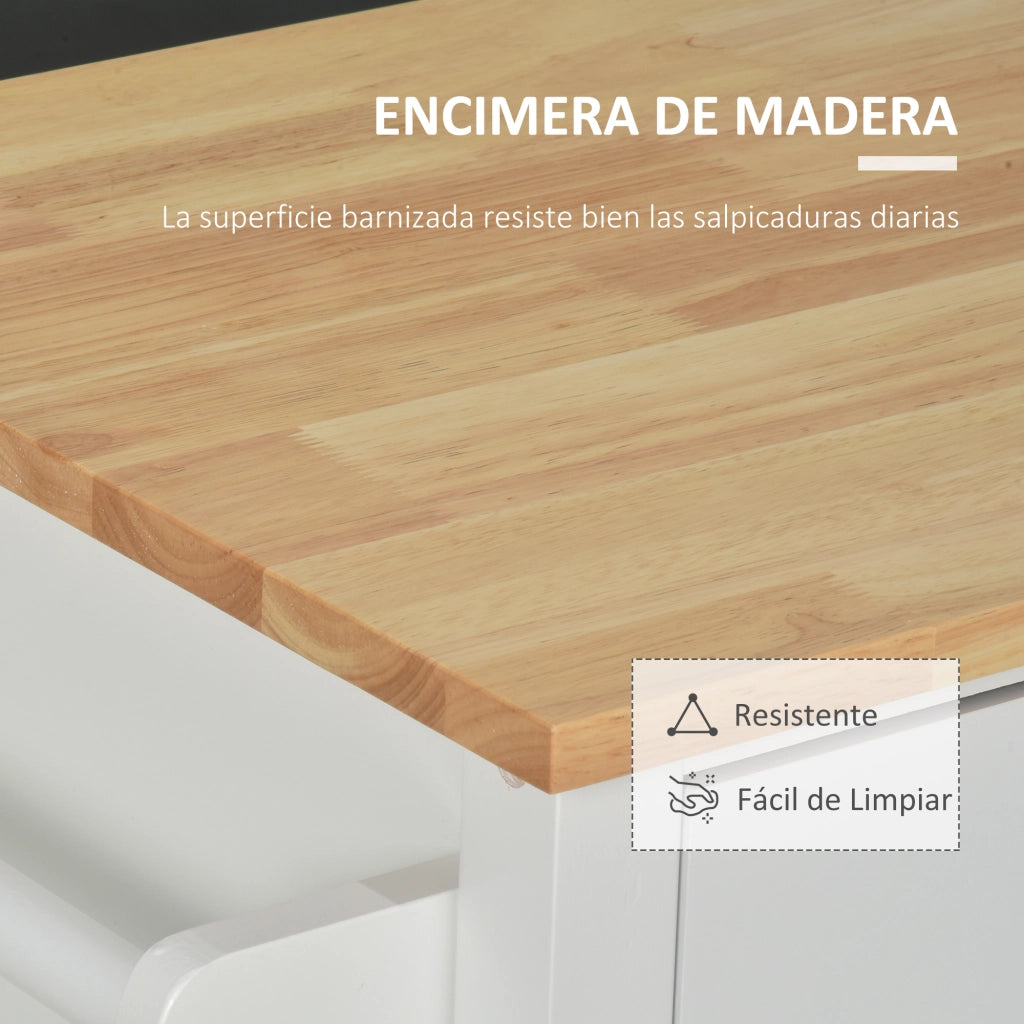 Tavolo da Cucina con Ruote e Cassetto ¨C zephmum ¨C Bianco 107.5x48x89 cm