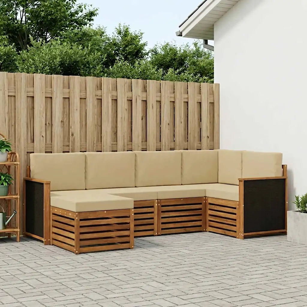 Set divano sezionale con cuscino 5 pcs Naturale