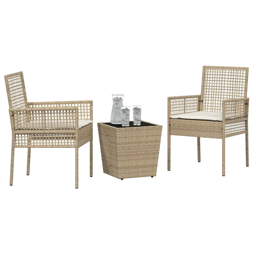 Set Bistro da Giardino 3 pcs Beige polyrattan 3334959