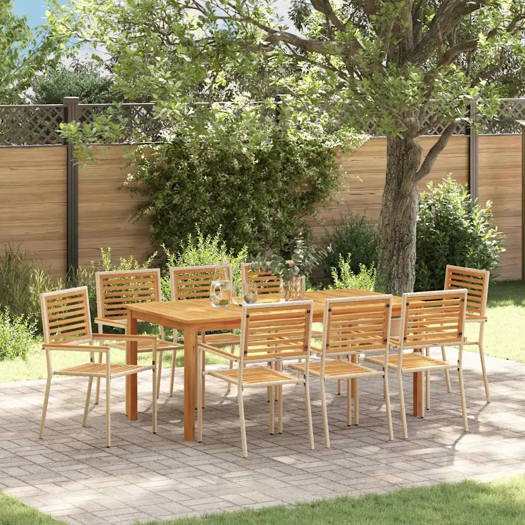 Set da Pranzo per Giardino 9 pcs Beige Legno di Acacia Massello 3365546