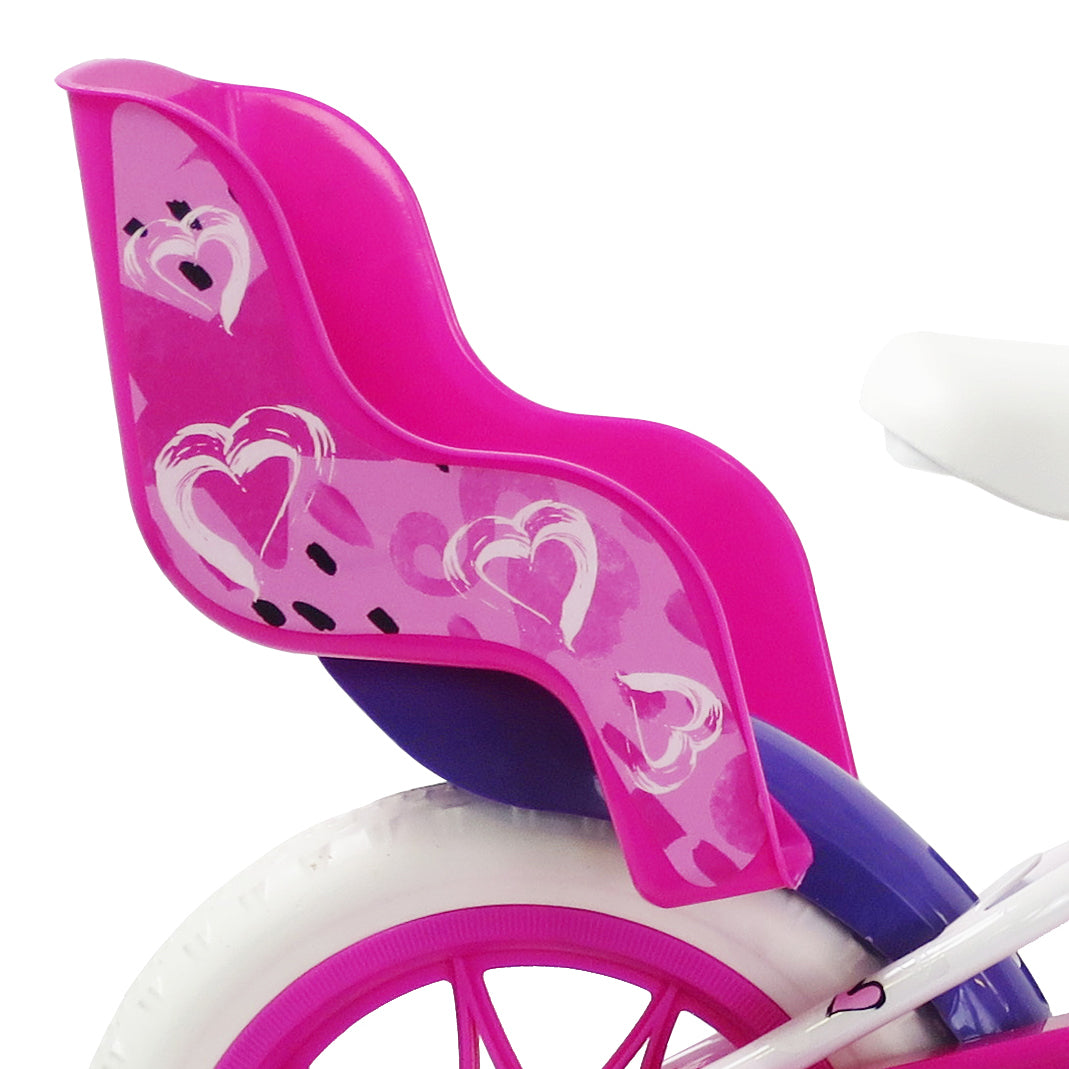 SCH HEART 12", bicicletta per bambini, adatta a bambini tra i 3 e i 5 anni, per altezza tra 85 e 105 cm, cestino, trombe