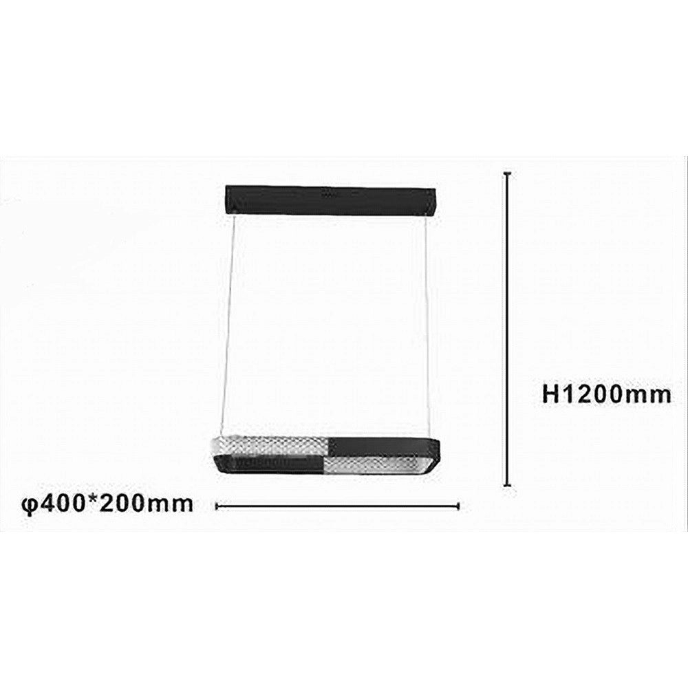 Trade Shop - Lampadario A Sospensione Led 24w Rettangolare Nero Cristallo Con Telecomando 32040 -