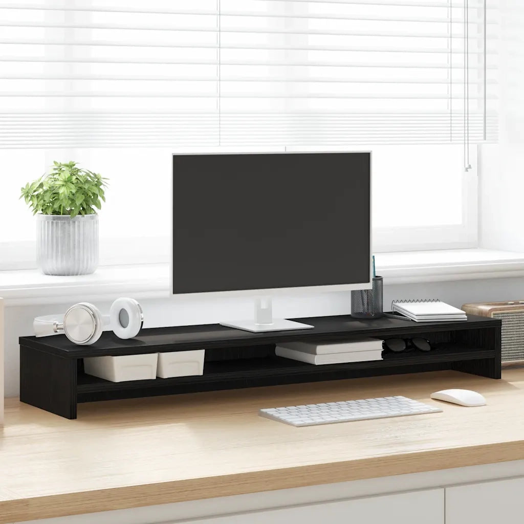 vidaXL Supporto per Monitor Rovere Nero 100x24x13 cm Legno Multistrato