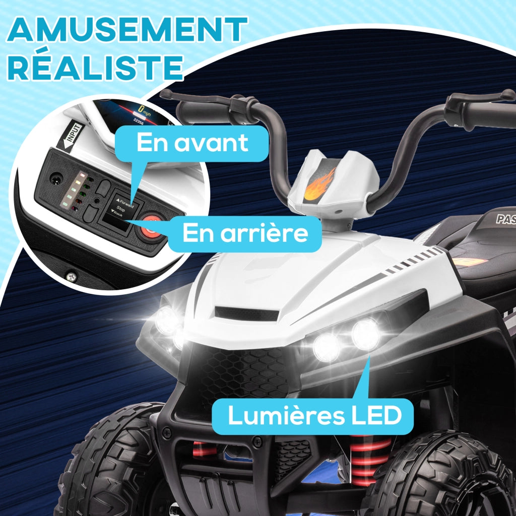 Quad Elettrico per Bambini 12V ¨C Xylo ¨C 2 Motori Bianco 85x55,5x62cm