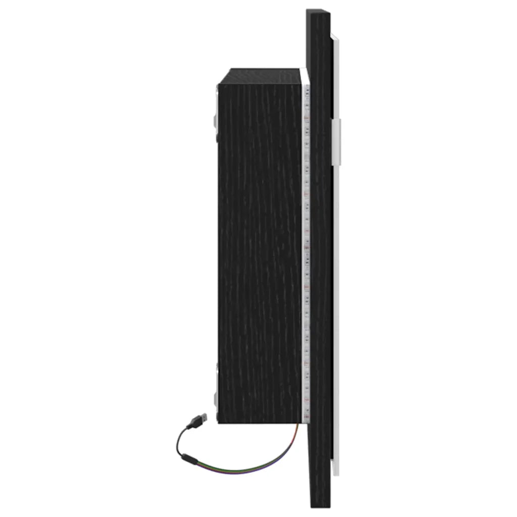 Specchio da Bagno con Luci LED-Specchio per Bagno Rovere Nero 60x8,5x37 cm