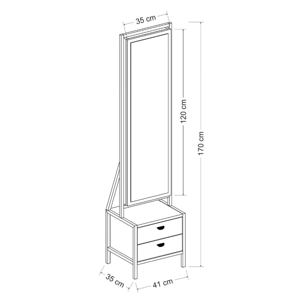 Mobile da Trucco Sicamino, Toeletta Specchio Incluso, 41x35x170h cm Bianco