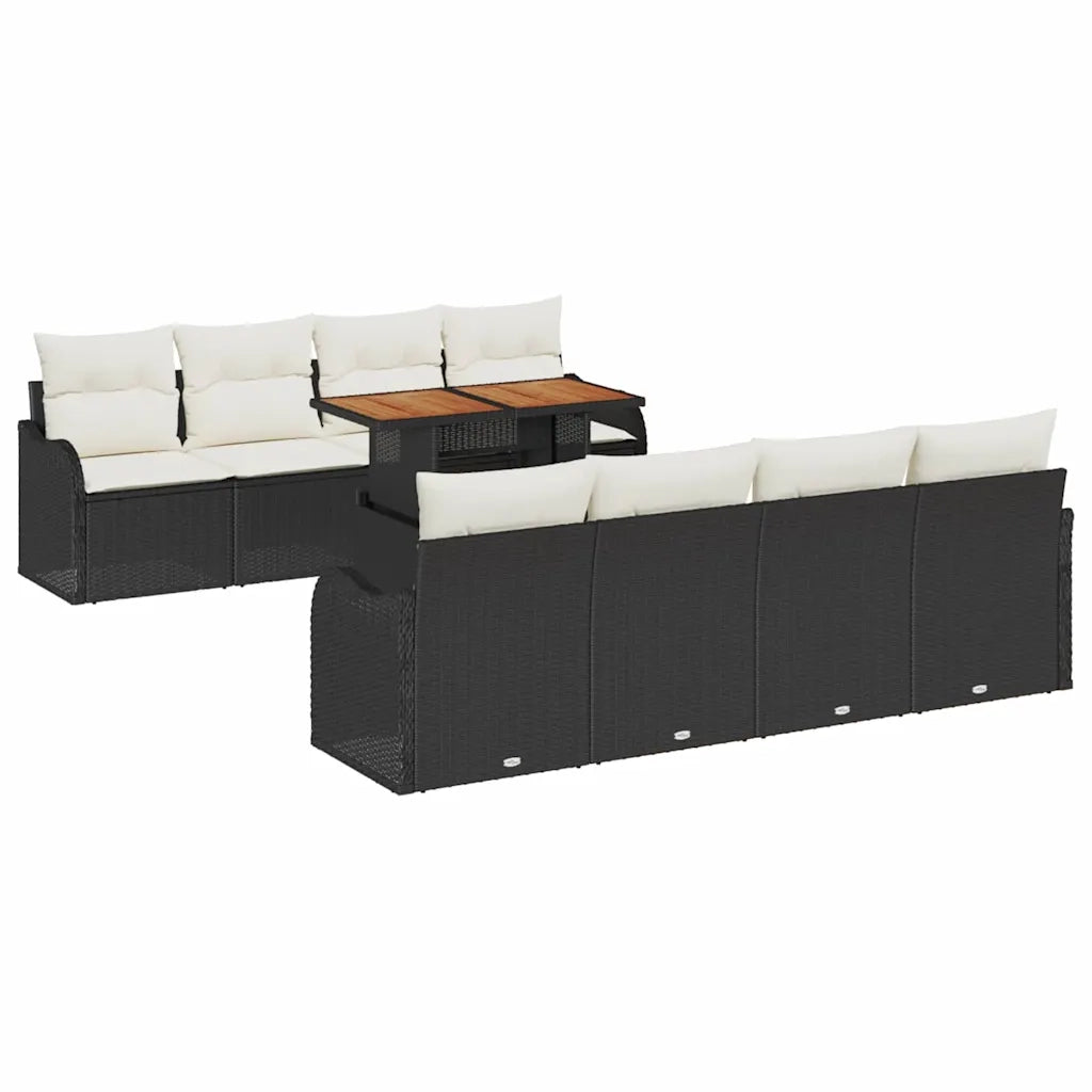 Set Divano da Giardino con archiviazione 9 pcs Nero Poly Rattan 3358168
