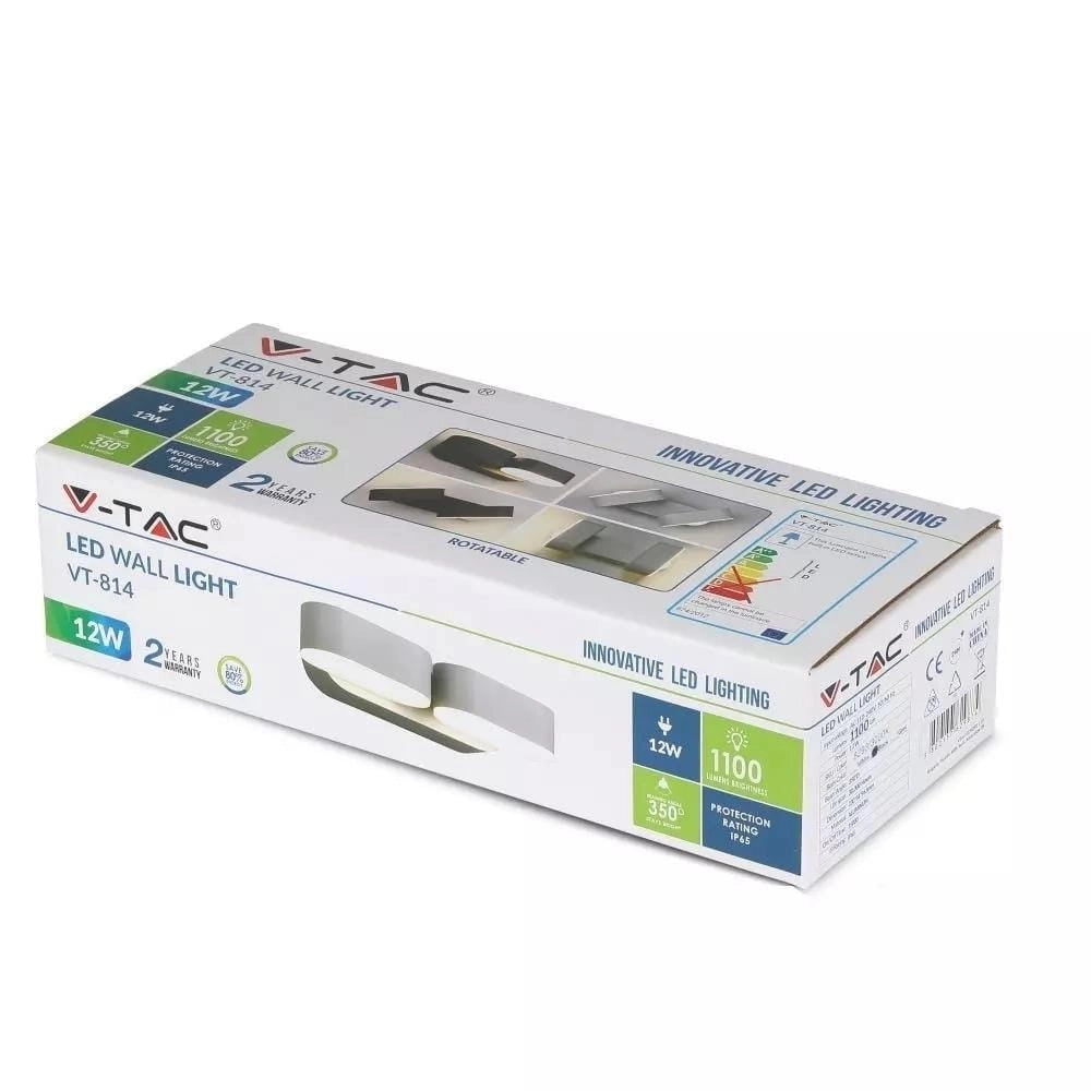 Applique V-TAC VT-814 LED 12W 3000K 1100lm IP65 nera