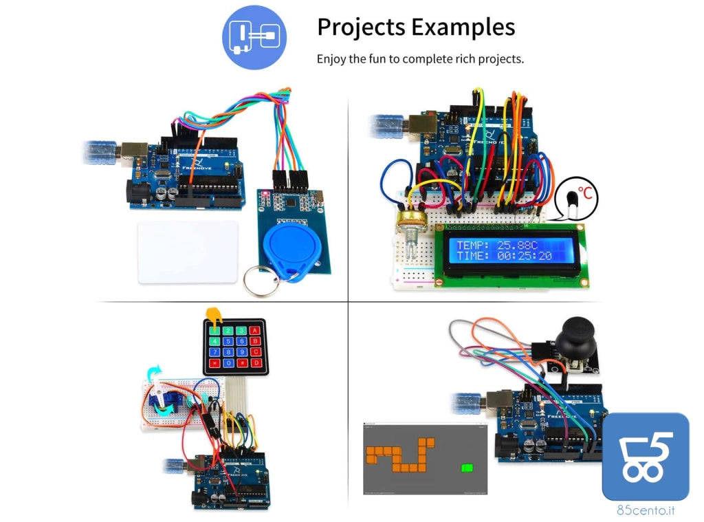 Freenove RFID Starter Kit V2.0 with UNO Arduino IDE Blue Board 198 componenti 49 progetti