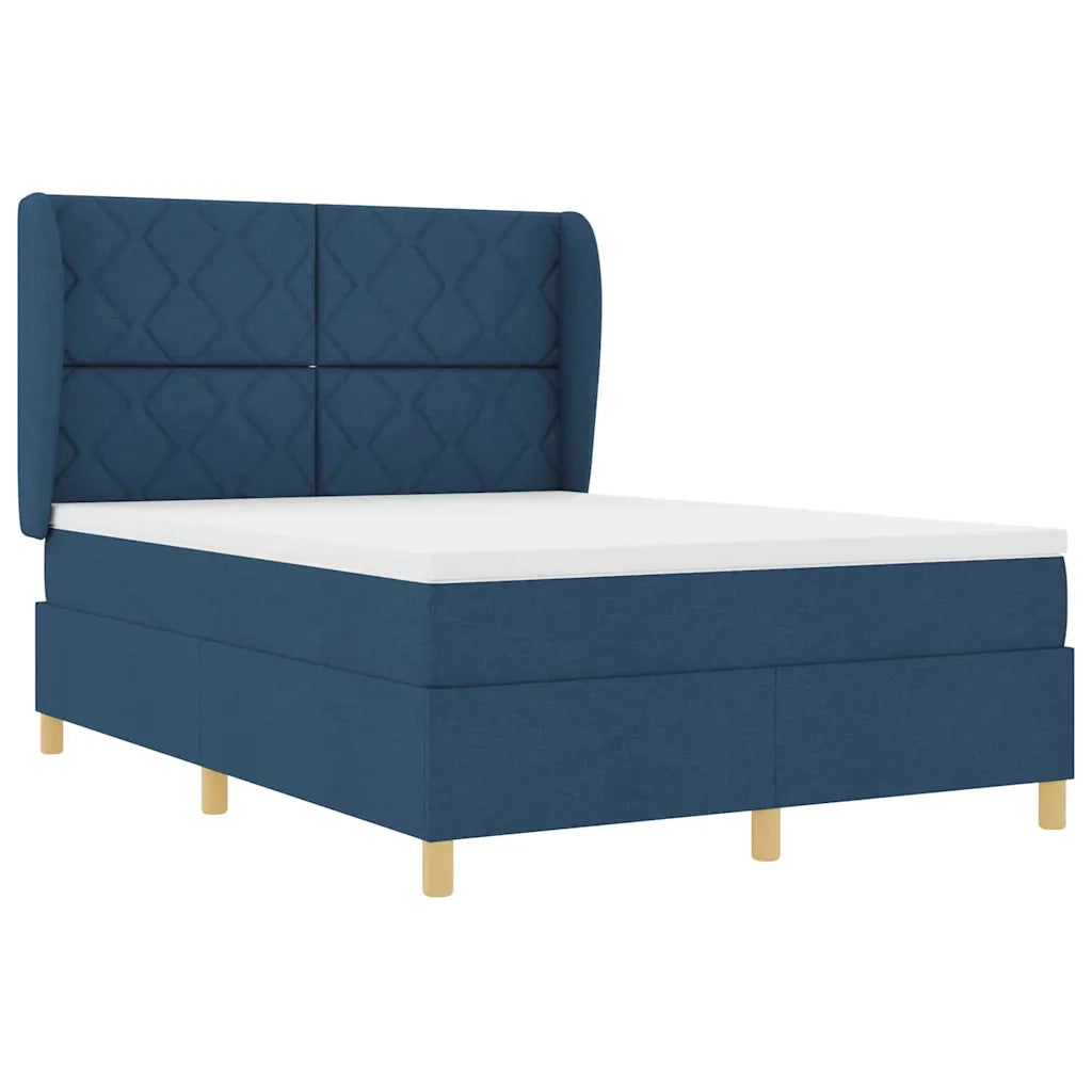 Letto a molle con testiera Blu 200 x 140 cm Tessuto 3340822