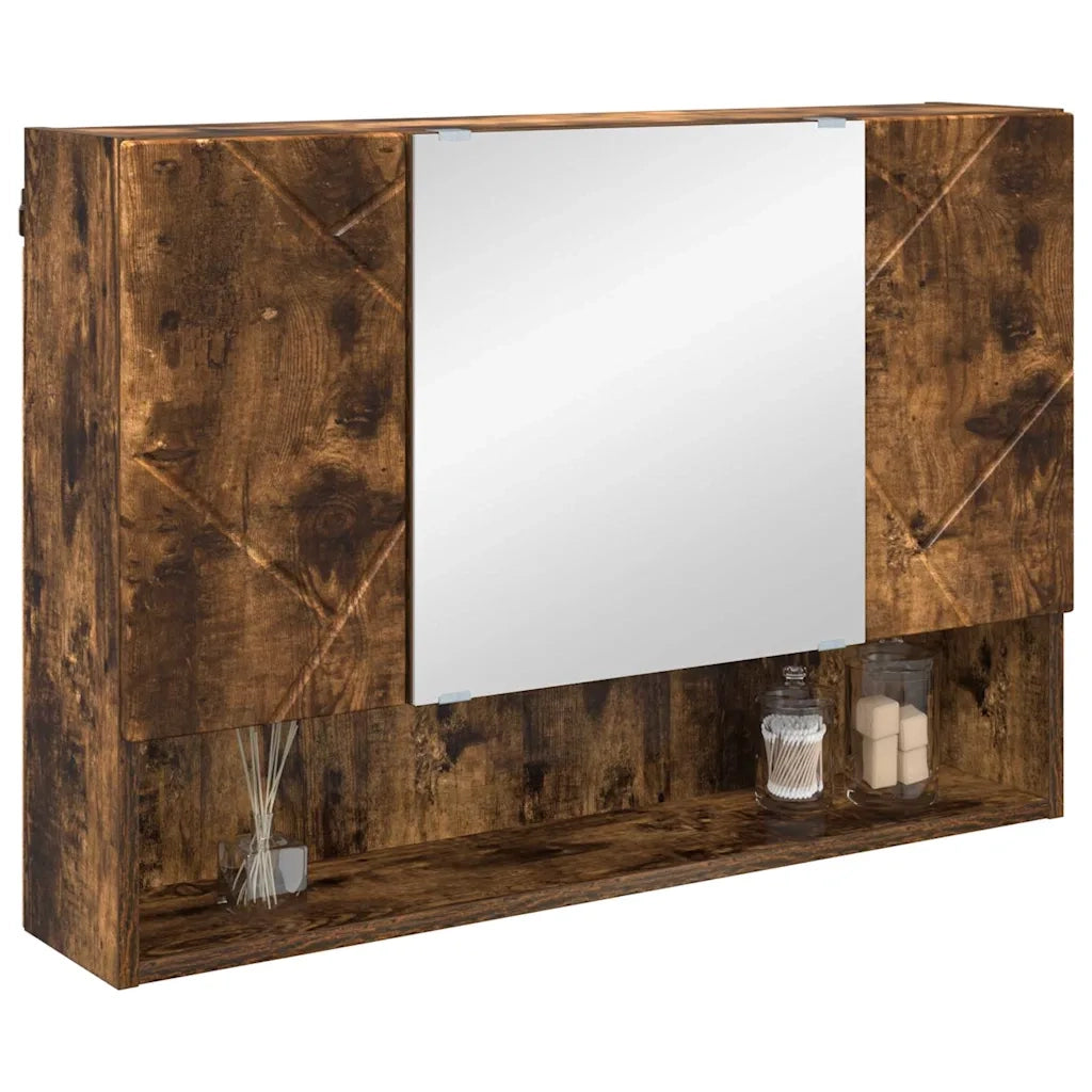 Mobiletto per specchio con porta Rovere fumé 80 x 17 x 55 cm 883359