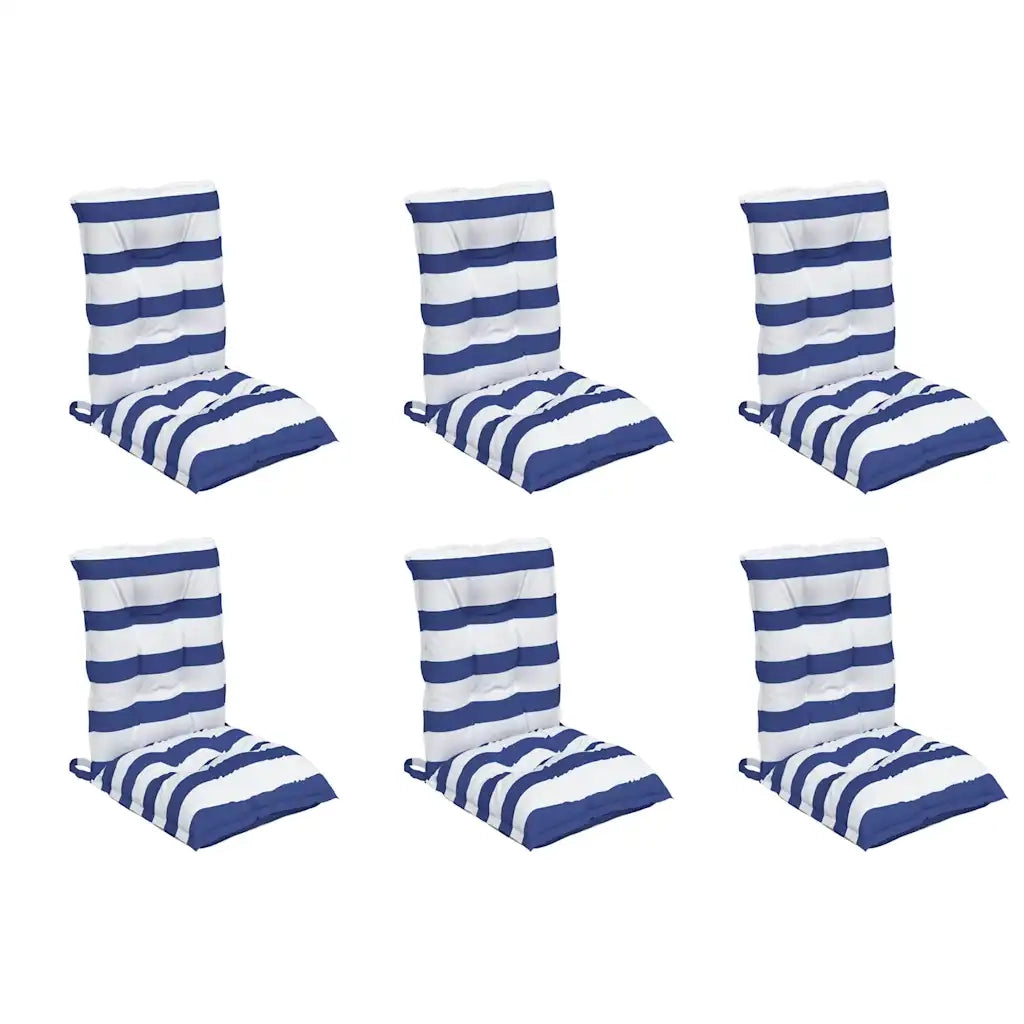 Cuscini Sedia Schienale Basso 6 pz a Righe Blu e Bianche Oxford 377718