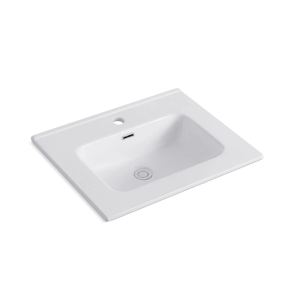 Lavabo da appoggio 1 vasca in ceramica per bagno bianco lucido 61x46,5 – Modello LAV9060S