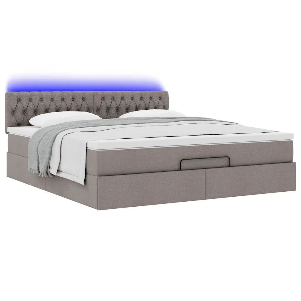 Struttura Letto Pouf con Materasso Tortora 160x200cm in Tessuto