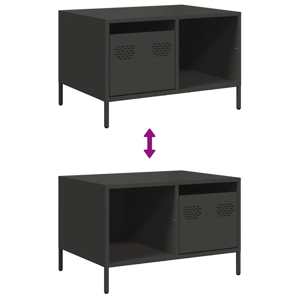 Tavolino Nero 68,5x50x43,5 cm in Acciaio Laminato a Freddo