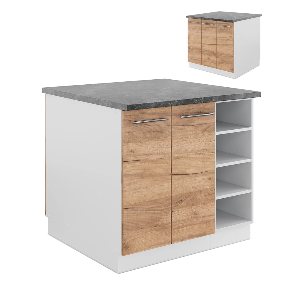Isola cucina Fame-Line Rovere dorato/Bianco 90 cm senza piano di lavoro Vicco