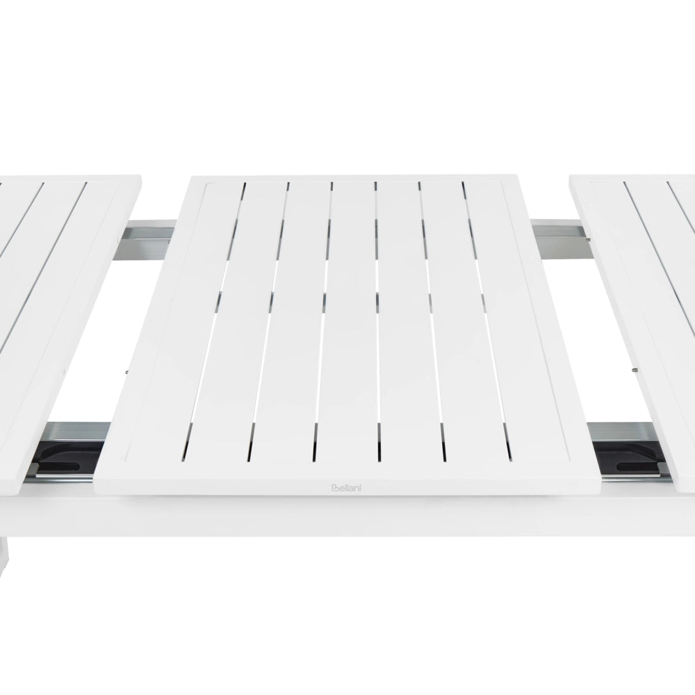 Set da pranzo da giardino Bianco e Grigio Alluminio Acciaio Inox 6 Posti Mobili da Esterno Moderni