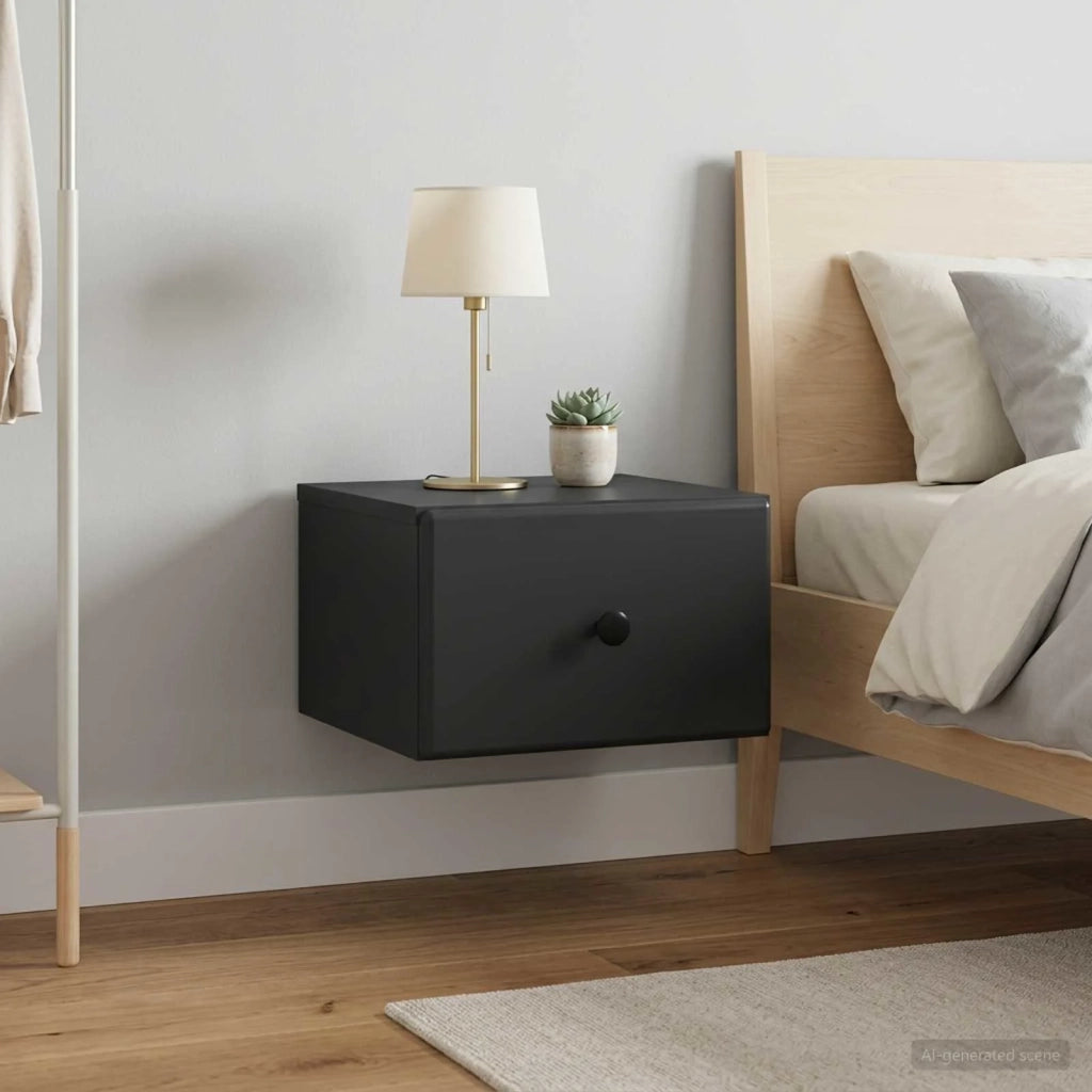 Mobiletto da notte a muro 2 pcs Nero 34,5 x 33 x 20 cm 899108