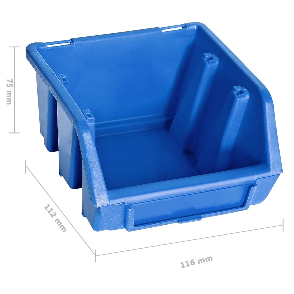Kit Contenitori 128 pz con Pannelli a Parete Blu e Nero CFW3402737