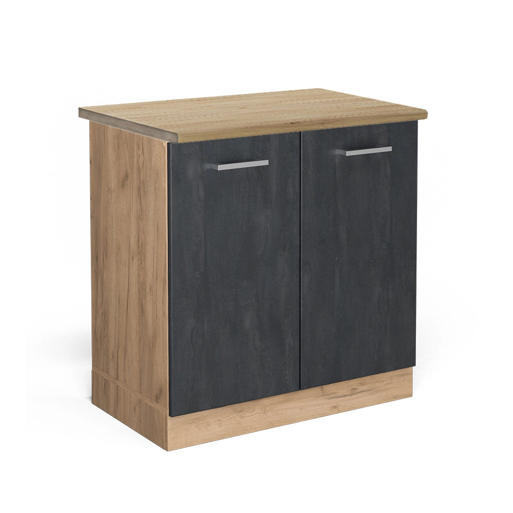 Vicco Mobile lavello cucina Calcestruzzo nero 80 cm PT Rovere
