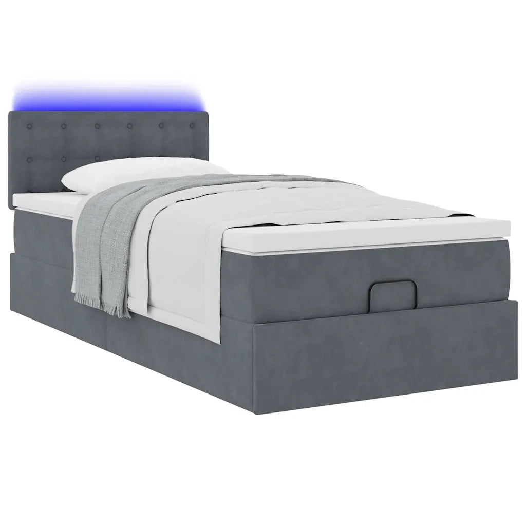 Struttura Letto Pouf con Materasso 90x200 cm in Velluto