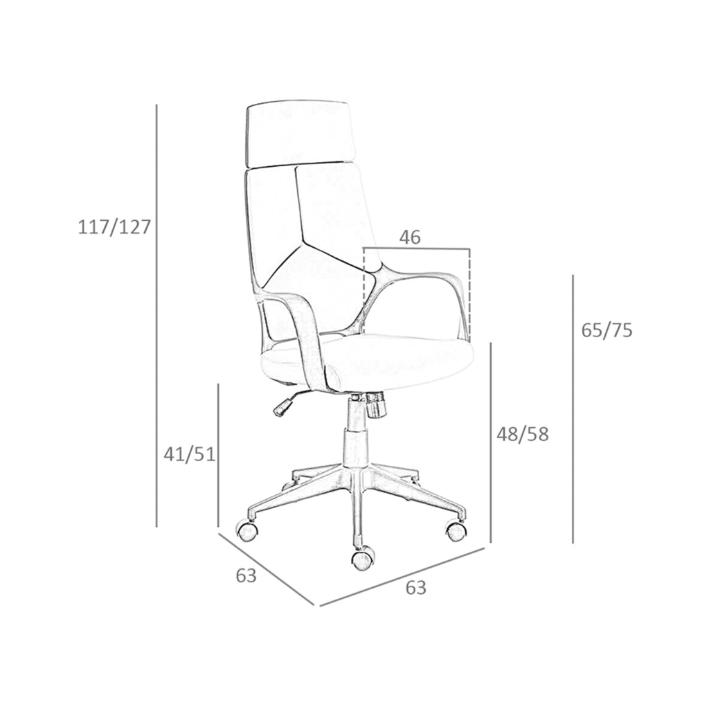 Sedia girevole da ufficio in tessuto grigio chiaro e pvc nero