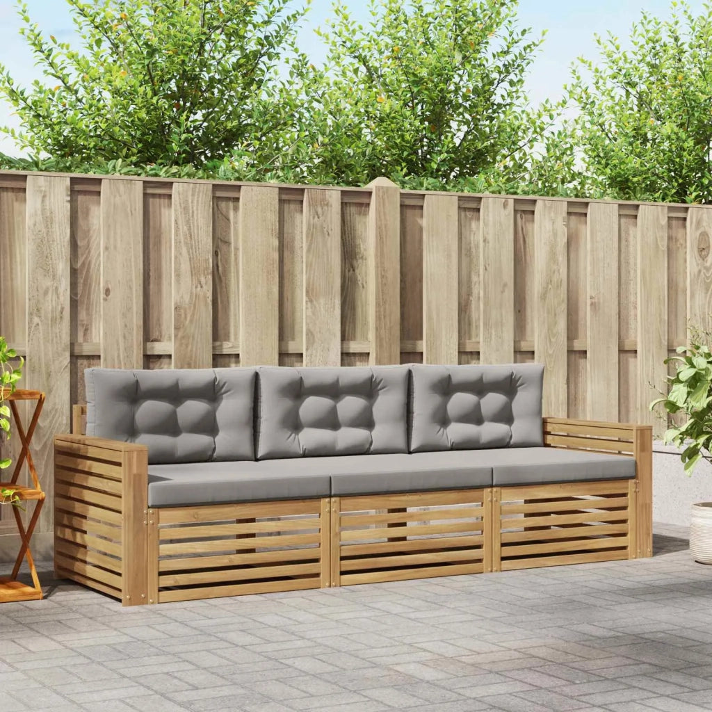 Set di divani da esterno 3 pz Bianco e Grigio Chiaro 3389971