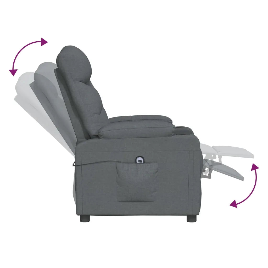 Poltrona Elettrica Reclinabile Grigio Scuro in Tessuto 3098816
