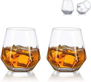 Set di bicchieri a forma geometrica per whiskey da 2 pezzi - Tumbler a 45 gradi per cocktail e bevande - 300ml