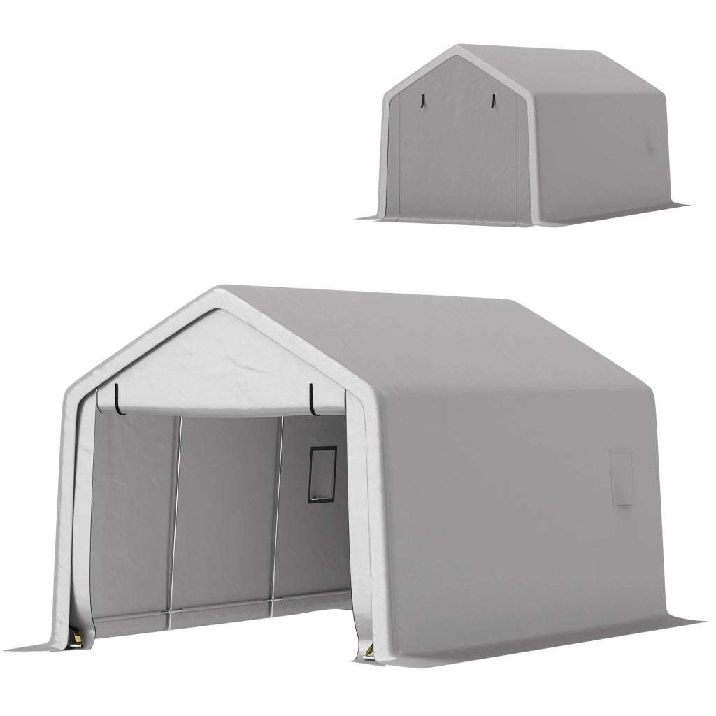 Carport auto 3x5,2 m ¨C zephmum ¨C grigio con porta a rullo